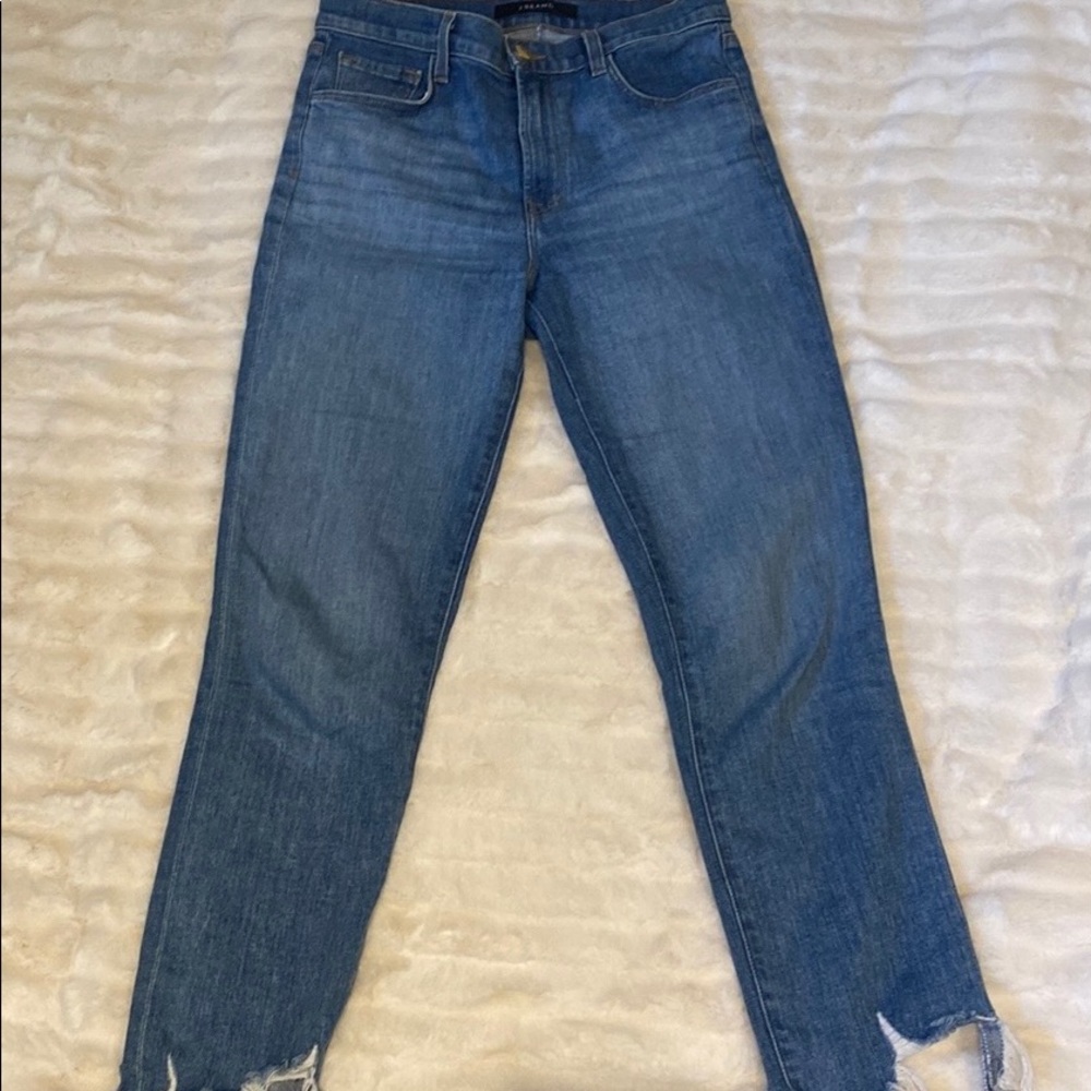 J brand high waisted jeans frayed bottom - size 27